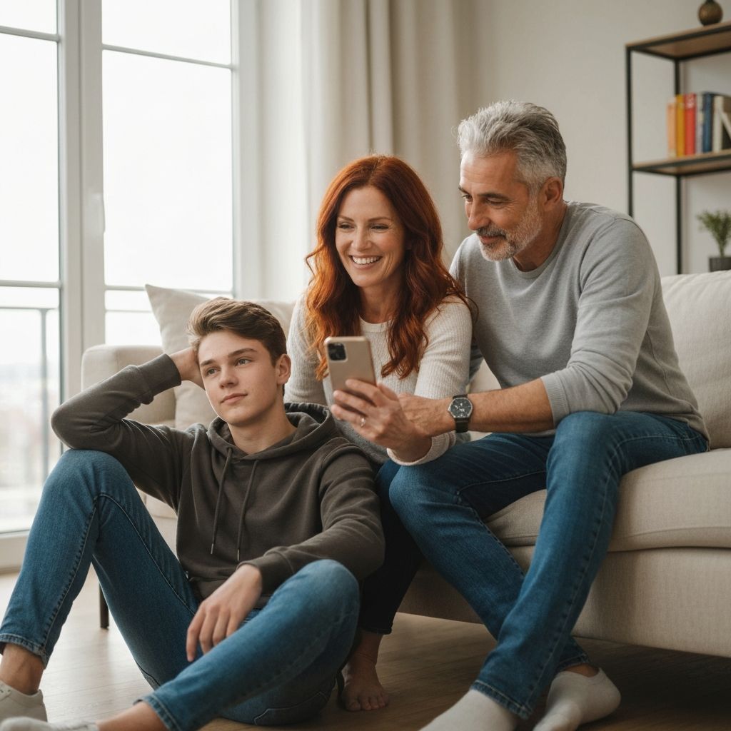 Family staying connected through video call